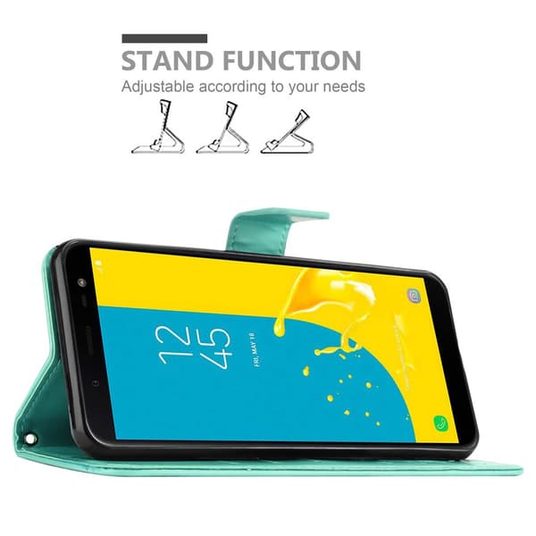 Deksel til Samsung Galaxy J6 2018 Lommebokdeksel i blomster design med magnetisk lukking, stativfunksjon og kortplasser