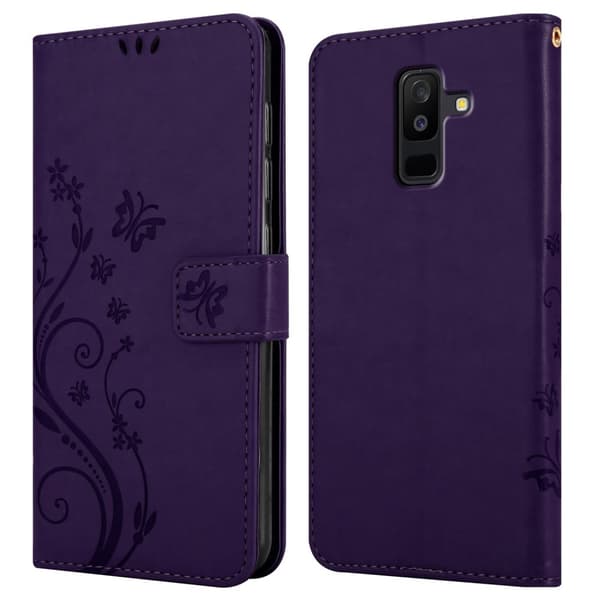 Deksel til Samsung Galaxy A6 PLUS 2018 Lommebokdeksel i blomster design med magnetisk lukking, stativfunksjon og kortplasser
