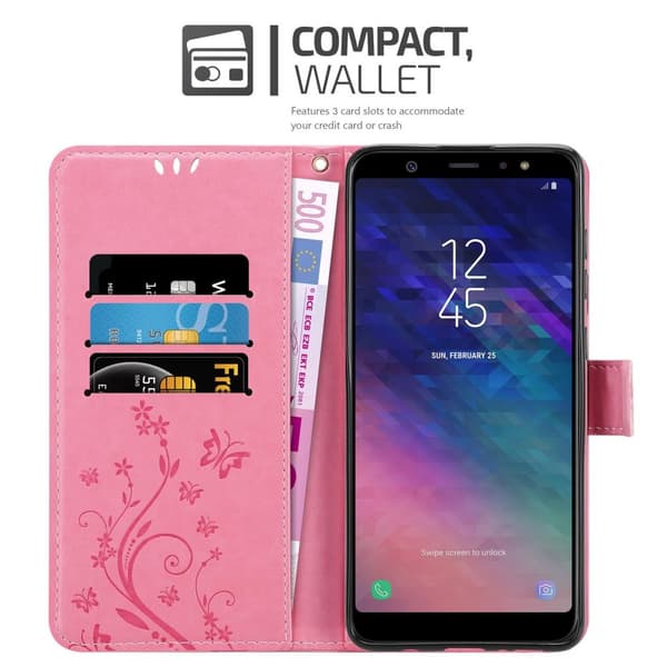 Samsung Galaxy A6 PLUS 2018 Skal Fodral i blomdesign Mobilskydd Case Cover med magnetisk stängning, ståfunktion och kortplatser