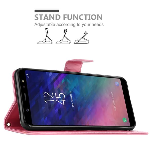 Samsung Galaxy A6 PLUS 2018 Skal Fodral i blomdesign Mobilskydd Case Cover med magnetisk stängning, ståfunktion och kortplatser
