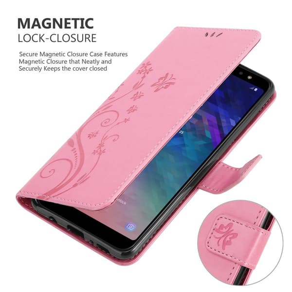 Samsung Galaxy A6 PLUS 2018 Skal Fodral i blomdesign Mobilskydd Case Cover med magnetisk stängning, ståfunktion och kortplatser