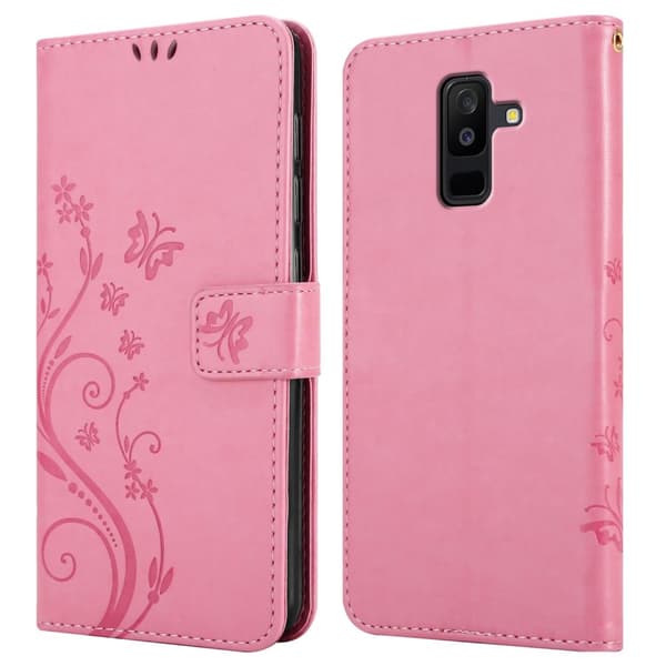 Samsung Galaxy A6 PLUS 2018 Skal Fodral i blomdesign Mobilskydd Case Cover med magnetisk stängning, ståfunktion och kortplatser