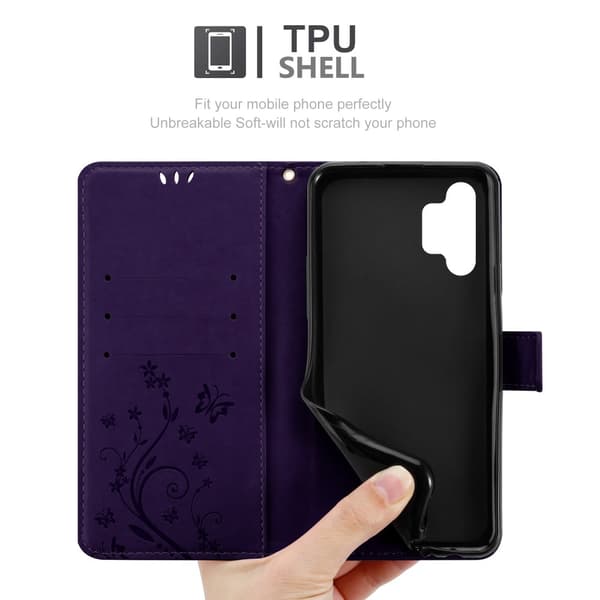 Samsung Galaxy A32 4G Skal Fodral i blomdesign Mobilskydd Case Cover med magnetisk stängning, ståfunktion och kortplatser