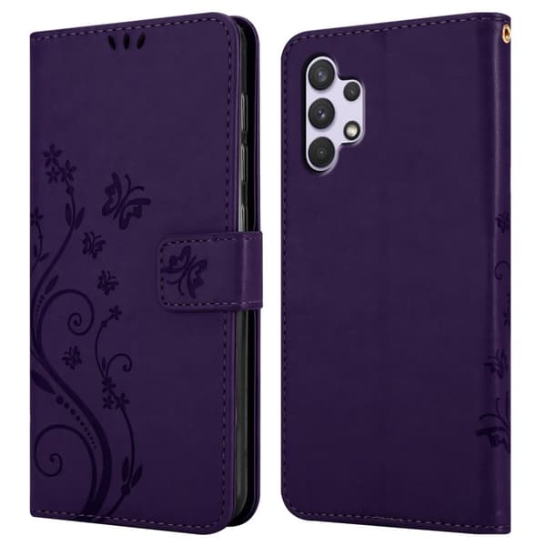 Deksel til Samsung Galaxy A32 4G Lommebokdeksel i blomster design med magnetisk lukking, stativfunksjon og kortplasser