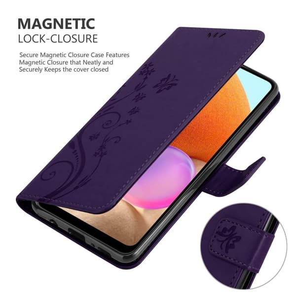 Samsung Galaxy A32 4G Skal Fodral i blomdesign Mobilskydd Case Cover med magnetisk stängning, ståfunktion och kortplatser