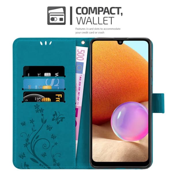 Samsung Galaxy A32 4G Suojakotelo Suojakuori Lompakkokotelo Matkapuhelinkotelo Kukat jossa on magneettisuljenta, jalusta-toiminto ja korttipaikat