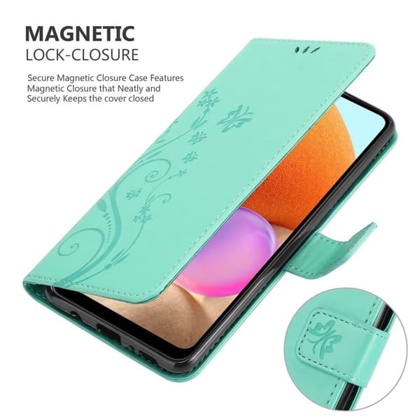 Deksel til Samsung Galaxy A32 4G Lommebokdeksel i blomster design med magnetisk lukking, stativfunksjon og kortplasser
