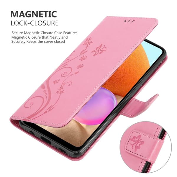 Samsung Galaxy A32 4G Skal Fodral i blomdesign Mobilskydd Case Cover med magnetisk stängning, ståfunktion och kortplatser