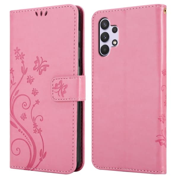 Samsung Galaxy A32 4G Skal Fodral i blomdesign Mobilskydd Case Cover med magnetisk stängning, ståfunktion och kortplatser