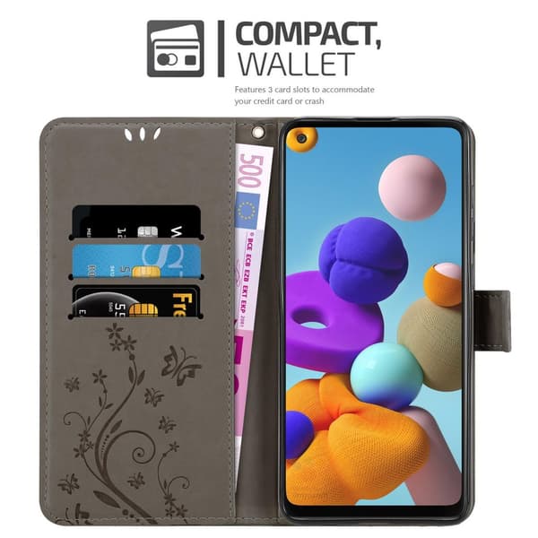 Samsung Galaxy A21s Suojakotelo Suojakuori Lompakkokotelo Matkapuhelinkotelo Kukat jossa on magneettisuljenta, jalusta-toiminto ja korttipaikat