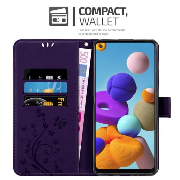 Samsung Galaxy A21s Suojakotelo Suojakuori Lompakkokotelo Matkapuhelinkotelo Kukat jossa on magneettisuljenta, jalusta-toiminto ja korttipaikat