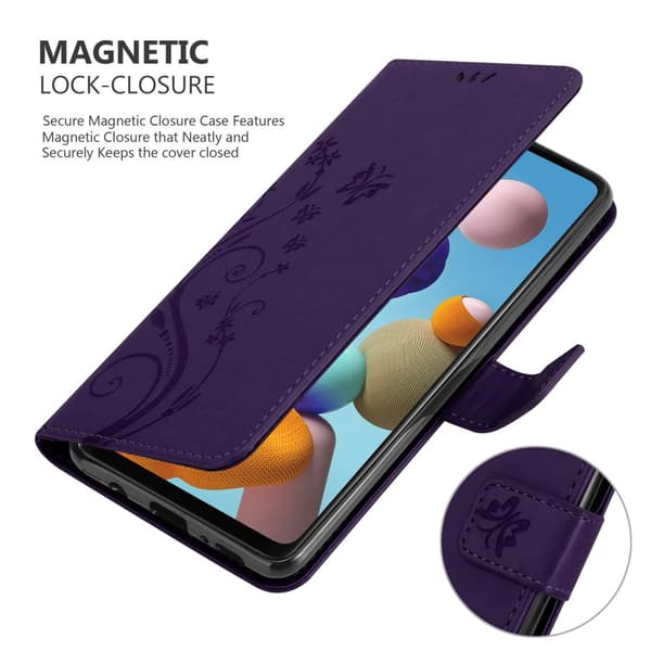 Samsung Galaxy A21s Suojakotelo Suojakuori Lompakkokotelo Matkapuhelinkotelo Kukat jossa on magneettisuljenta, jalusta-toiminto ja korttipaikat