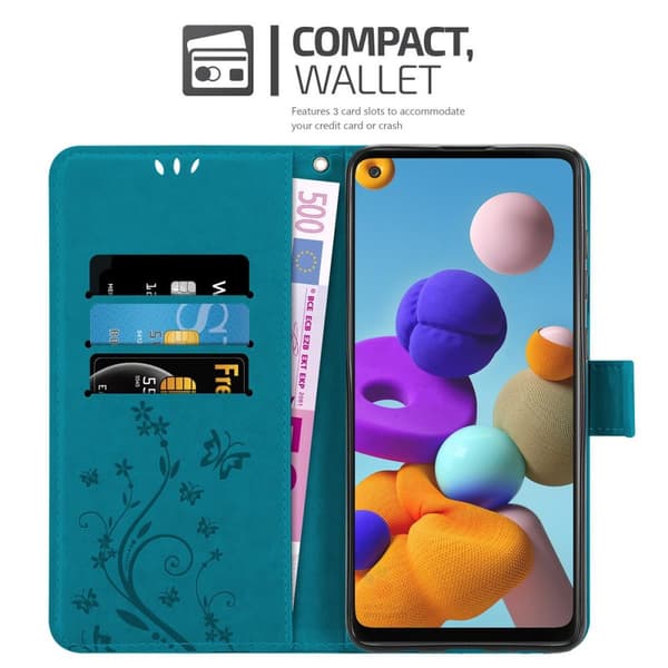Samsung Galaxy A21s Suojakotelo Suojakuori Lompakkokotelo Matkapuhelinkotelo Kukat jossa on magneettisuljenta, jalusta-toiminto ja korttipaikat