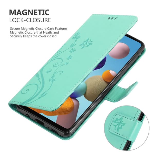 Samsung Galaxy A21s Suojakotelo Suojakuori Lompakkokotelo Matkapuhelinkotelo Kukat jossa on magneettisuljenta, jalusta-toiminto ja korttipaikat