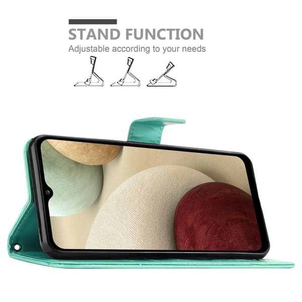 Deksel til Samsung Galaxy A12 / M12 Lommebokdeksel i blomster design med magnetisk lukking, stativfunksjon og kortplasser