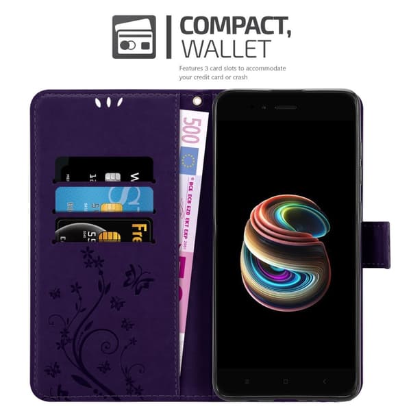 Xiaomi Mi A1 / Mi 5X Skal Fodral i blomdesign Mobilskydd Case Cover med magnetisk stängning, ståfunktion och kortplatser