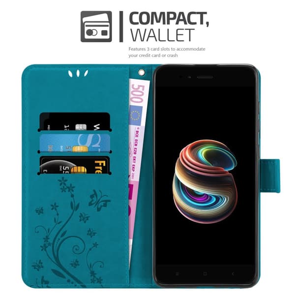 Xiaomi Mi A1 / Mi 5X Skal Fodral i blomdesign Mobilskydd Case Cover med magnetisk stängning, ståfunktion och kortplatser