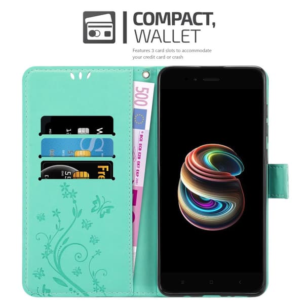 Xiaomi Mi A1 / Mi 5X Skal Fodral i blomdesign Mobilskydd Case Cover med magnetisk stängning, ståfunktion och kortplatser