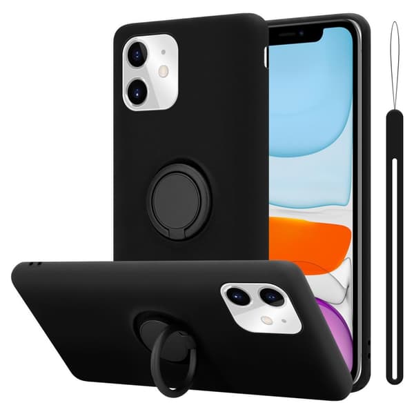 Silikondeksel til iPhone 11 Deksel av fleksibelt TPU-silikon LIQUID SVART