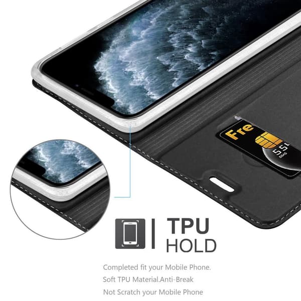 Deksel til iPhone 11 PRO MAX Lommebokdeksel med magnetisk lukking, stativfunksjon og kortlomme