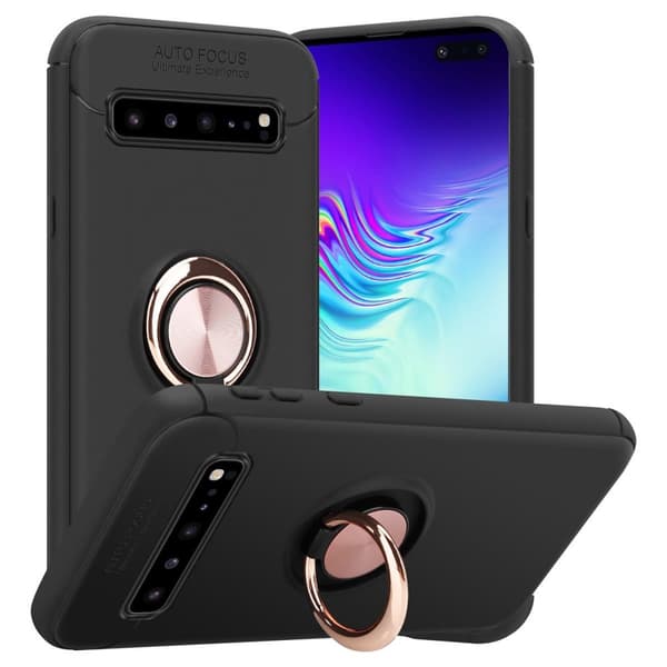 Samsung Galaxy S10 5G Suojakuori Suojakotelo jossa on tarkennusrengas valmistettu TPU-silikoni MUSTA - RUUSUKULLA