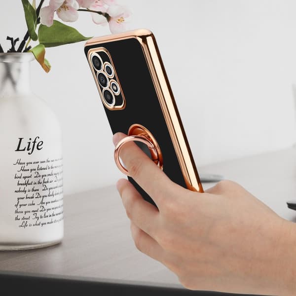 Deksel til Samsung Galaxy A33 5G med ring Etui av fleksibel TPU-silikon, med kamerabeskyttelse magnetisk bilholder