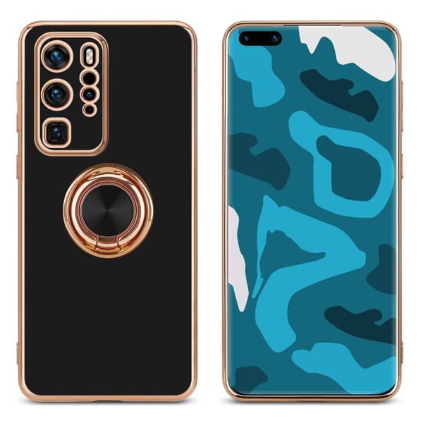 Deksel til Huawei P40 PRO med ring Etui av fleksibel TPU-silikon, med kamerabeskyttelse magnetisk bilholder