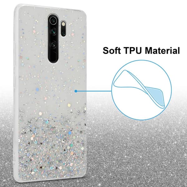 Xiaomi RedMi NOTE 8 PRO Suojakuori Suojakotelo joustavasta TPU-silikonista jossa on kimaltelevaa glitteriä