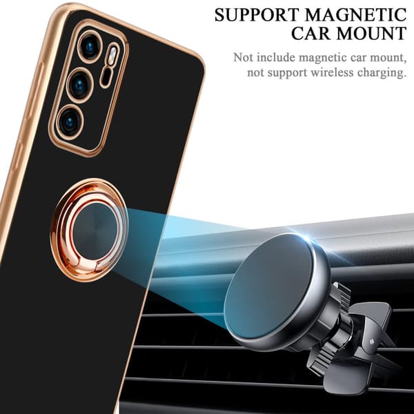 Deksel til Huawei P40 med ring Etui av fleksibel TPU-silikon, med kamerabeskyttelse magnetisk bilholder
