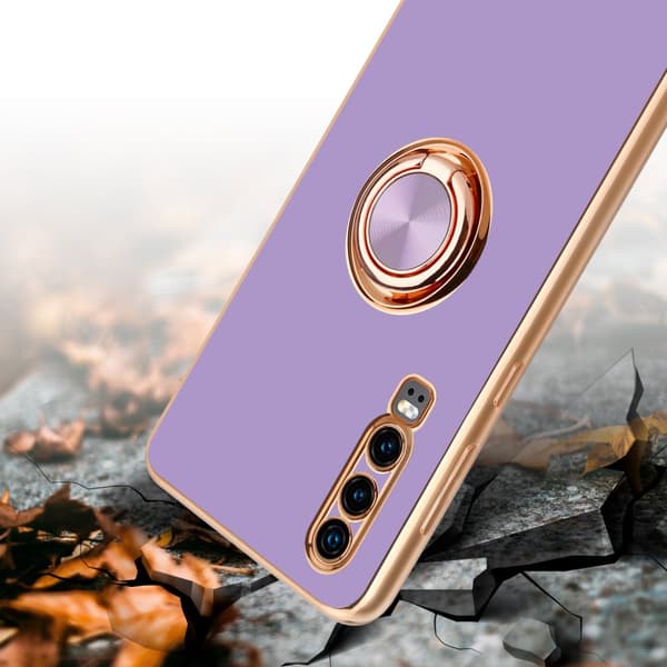 Deksel til Huawei P30 med ring Etui av fleksibel TPU-silikon, med kamerabeskyttelse magnetisk bilholder