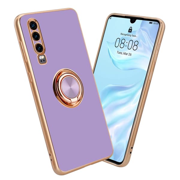 Deksel til Huawei P30 med ring Etui av fleksibel TPU-silikon, med kamerabeskyttelse magnetisk bilholder