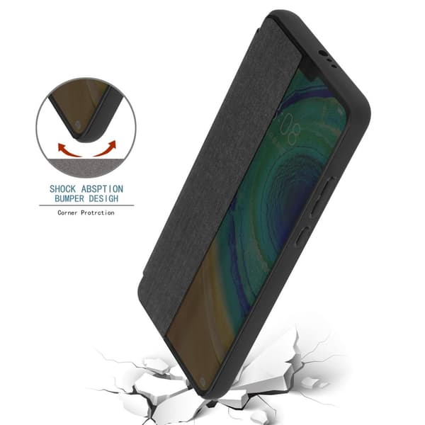 Deksel til Huawei MATE 30 Lommebokdeksel i fiberoptikk  Beskyttelsesdeksel med stativfunksjon