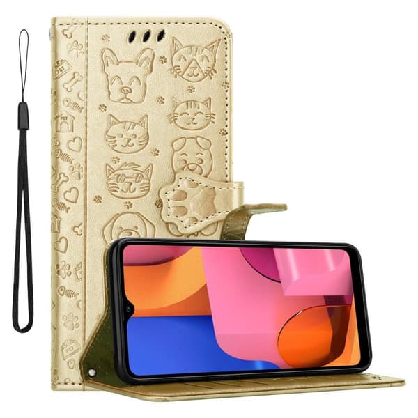 Samsung Galaxy A20s Skal Fodral Plånboksfodral Case Söta hundar och katter Mobilskydd med ståfunktion och kortplatser