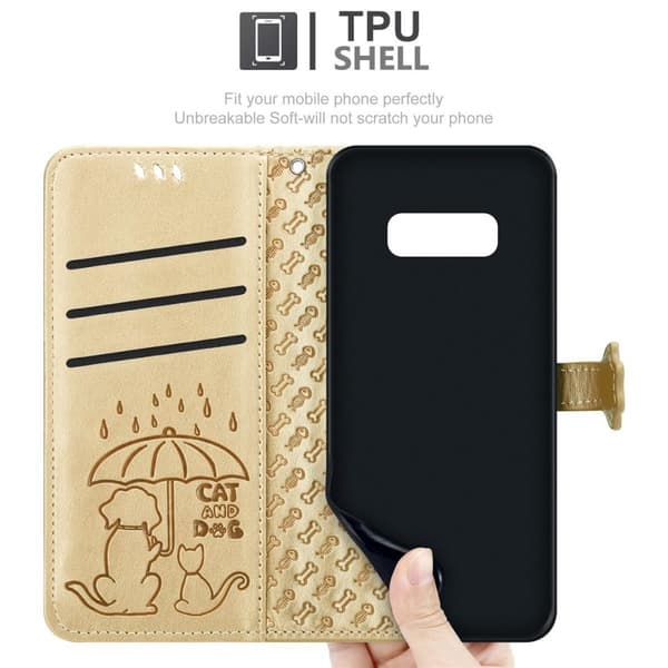 Samsung Galaxy S10e Skal Fodral Plånboksfodral Case Söta hundar och katter Mobilskydd med ståfunktion och kortplatser