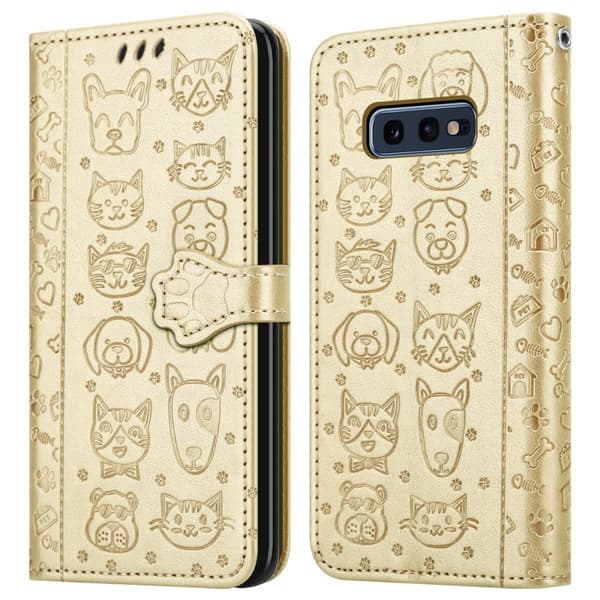 Samsung Galaxy S10e Skal Fodral Plånboksfodral Case Söta hundar och katter Mobilskydd med ståfunktion och kortplatser