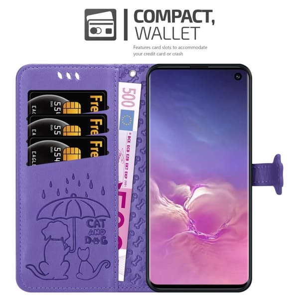 Deksel til Samsung Galaxy S10 4G Lommebokdeksel Hunder og Katter Beskyttelsesdeksel med stativfunksjon