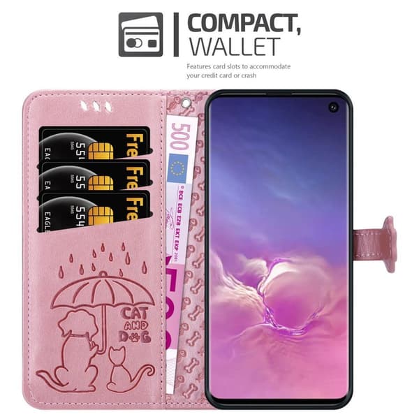 Deksel til Samsung Galaxy S10 4G Lommebokdeksel Hunder og Katter Beskyttelsesdeksel med stativfunksjon