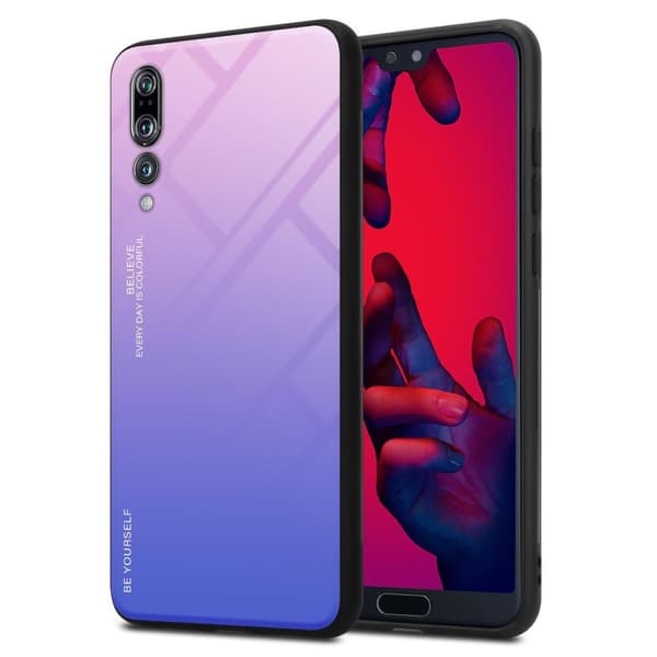 Huawei P20 PRO / P20 PLUS Skal Fodral i två färger av TPU-silikon och baksida av härdat glas Case Cover Mobilskydd