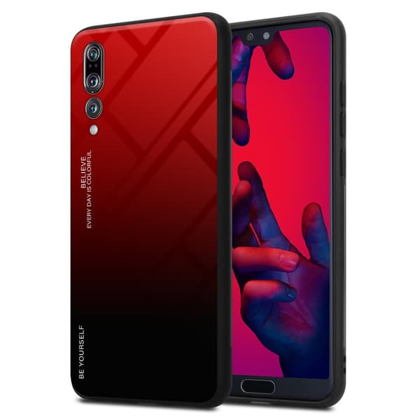 Huawei P20 PRO / P20 PLUS Skal Fodral i två färger av TPU-silikon och baksida av härdat glas Case Cover Mobilskydd