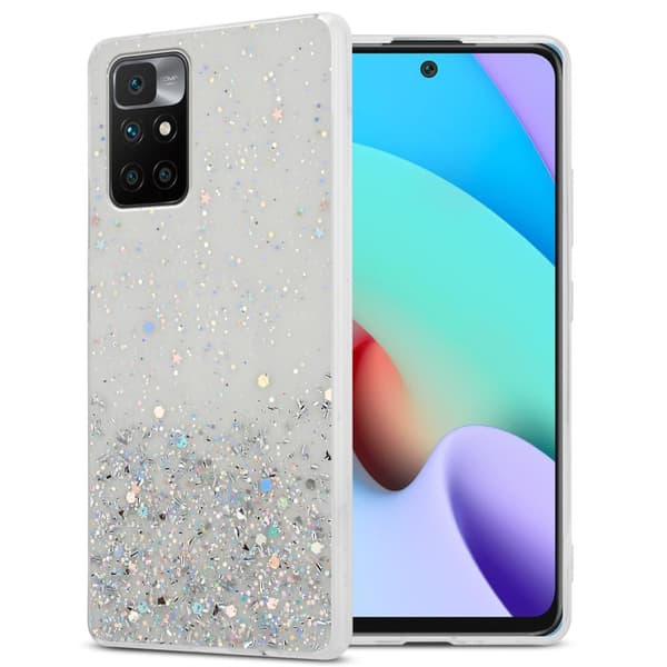 Xiaomi RedMi 10 Suojakuori Suojakotelo joustavasta TPU-silikonista jossa on kimaltelevaa glitteriä Läpinäkyvä glitterillä