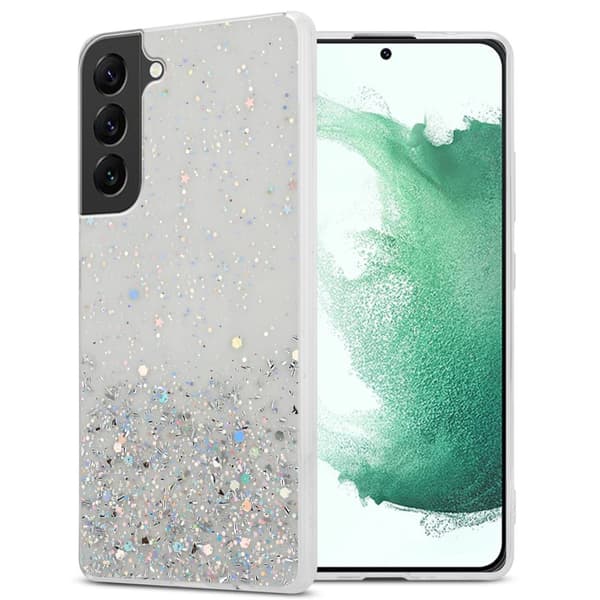 Deksel til Samsung Galaxy S22 PLUS med glitrende glitter Gjennomsiktig med glitter