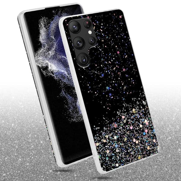 Samsung Galaxy S22 ULTRA Suojakuori Suojakotelo joustavasta TPU-silikonista jossa on kimaltelevaa glitteriä