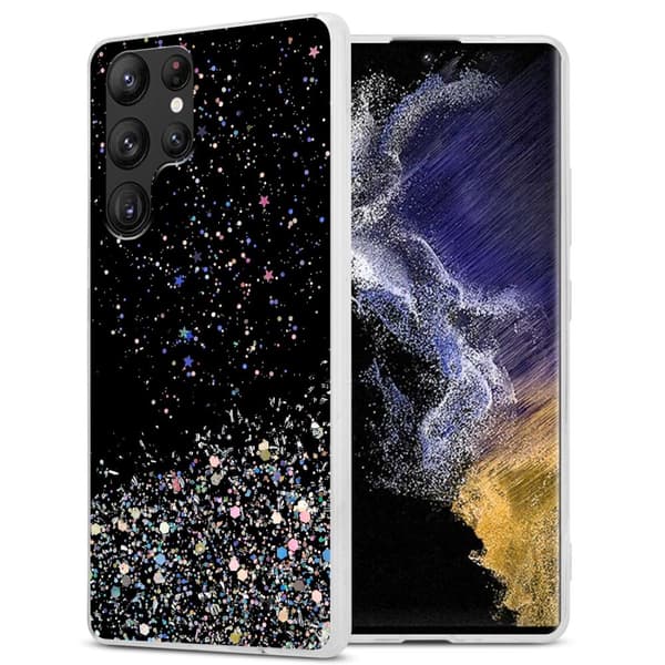 Samsung Galaxy S22 ULTRA Cover Etui Case () Sort med glitter