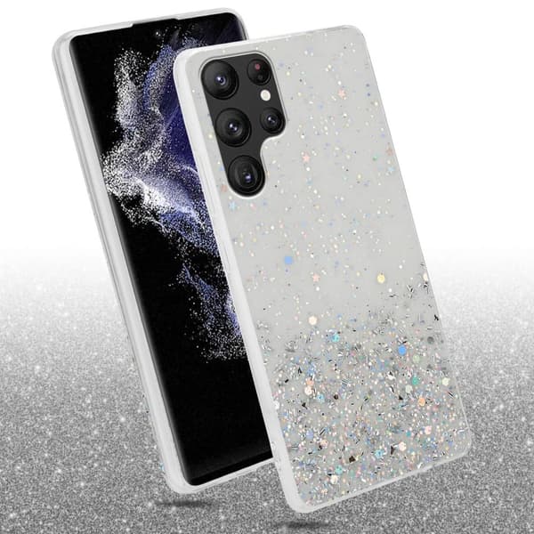 Samsung Galaxy S22 ULTRA Suojakuori Suojakotelo joustavasta TPU-silikonista jossa on kimaltelevaa glitteriä