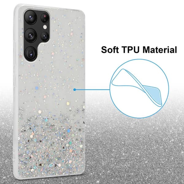 Samsung Galaxy S22 ULTRA Suojakuori Suojakotelo joustavasta TPU-silikonista jossa on kimaltelevaa glitteriä