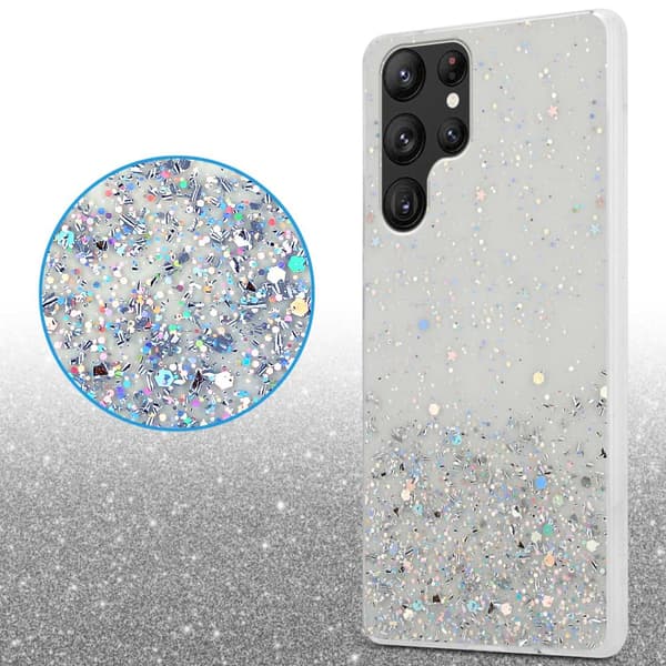 Samsung Galaxy S22 ULTRA Suojakuori Suojakotelo joustavasta TPU-silikonista jossa on kimaltelevaa glitteriä
