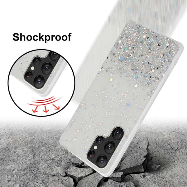 Samsung Galaxy S22 ULTRA Suojakuori Suojakotelo joustavasta TPU-silikonista jossa on kimaltelevaa glitteriä