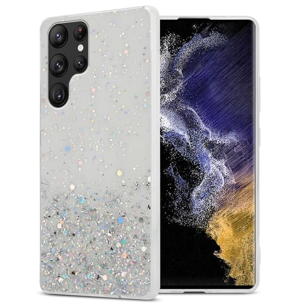 Samsung Galaxy S22 ULTRA Suojakuori Suojakotelo joustavasta TPU-silikonista jossa on kimaltelevaa glitteriä