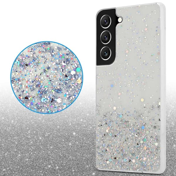 Samsung Galaxy S22 Suojakuori Suojakotelo joustavasta TPU-silikonista jossa on kimaltelevaa glitteriä