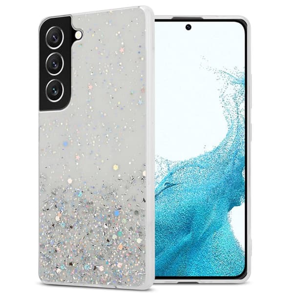 Samsung Galaxy S22 Suojakuori Suojakotelo joustavasta TPU-silikonista jossa on kimaltelevaa glitteriä